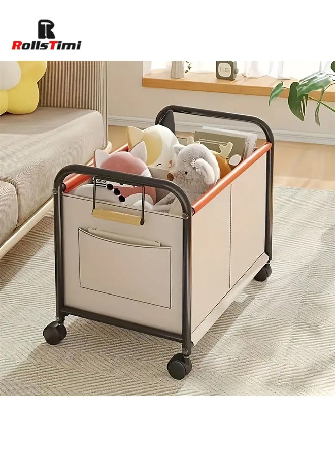 RollsTimi  Large Capacity Rolling Toy Storage Bin,Multi-Functional Cart, Office Furniture Organizer with Wheels, Home Decor Accessory,Beige - Image 3