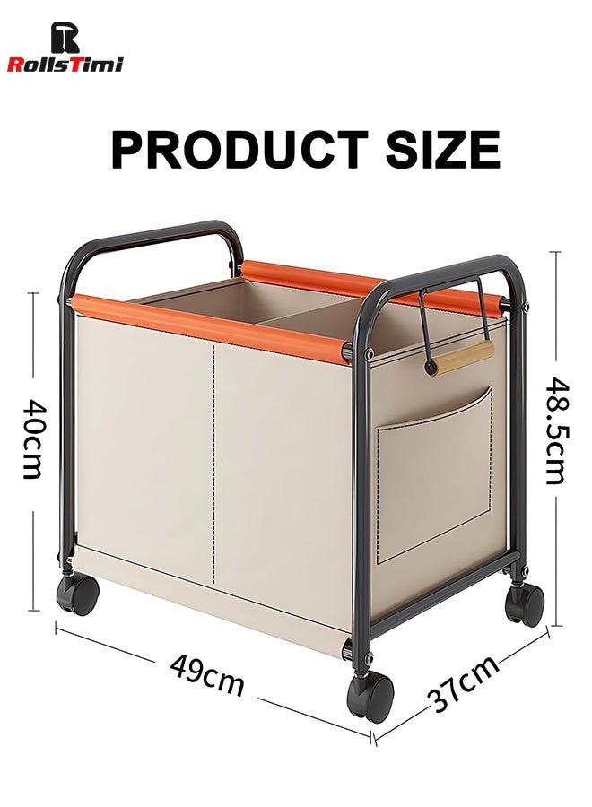 RollsTimi  Large Capacity Rolling Toy Storage Bin,Multi-Functional Cart, Office Furniture Organizer with Wheels, Home Decor Accessory,Beige - Image 5