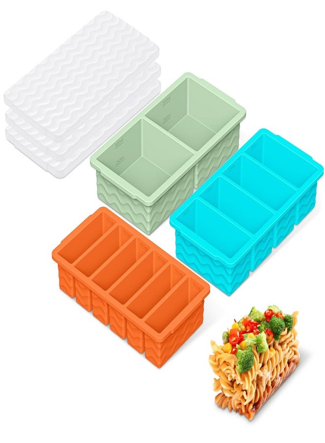 Doasuwish 3-Pack Silicone Freezer Trays with Lid,2 Large 2-Cup(500ml)&4 Medium 1-Cup(125ml)&6 Small 1/2-Cup(75ml) Soup Freezer Container Molds,Ice Cube Tray For Meal Prep&Freezing Soup,Stews,Sauces - Image 1