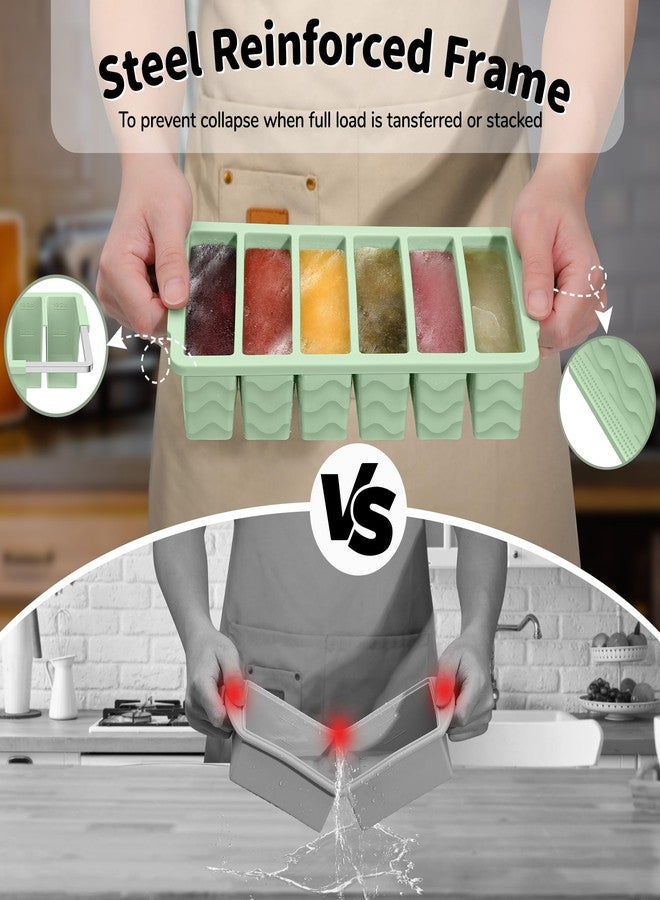 Doasuwish 3-Pack Silicone Freezer Trays with Lid,2 Large 2-Cup(500ml)&4 Medium 1-Cup(125ml)&6 Small 1/2-Cup(75ml) Soup Freezer Container Molds,Ice Cube Tray For Meal Prep&Freezing Soup,Stews,Sauces - Image 5