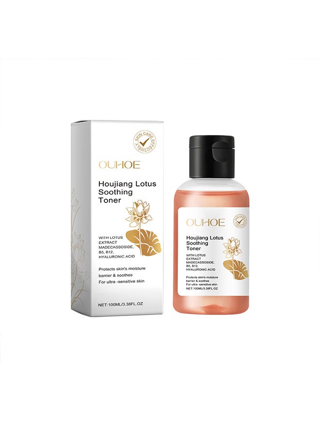OUHOE OUHOE Lotus Toner is rich in vitamin B5 (panthenol), vitamin B12 (cobalamin), hyaluronic acid and other nutrients. It is suitable for moisturizing facial skin, softening and brightening skin.  - Image 1