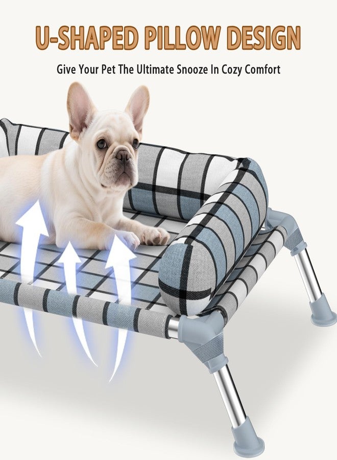 Caghash Elevated Pillow Bolster Dog Bed - Raised Dog Beds with Bolster Portable Lifted Washable Pet Cot Bed with Stainless Steel Frame Dogs Hammock Bed for Indoor & Outdoor (Bolster S) - Image 2