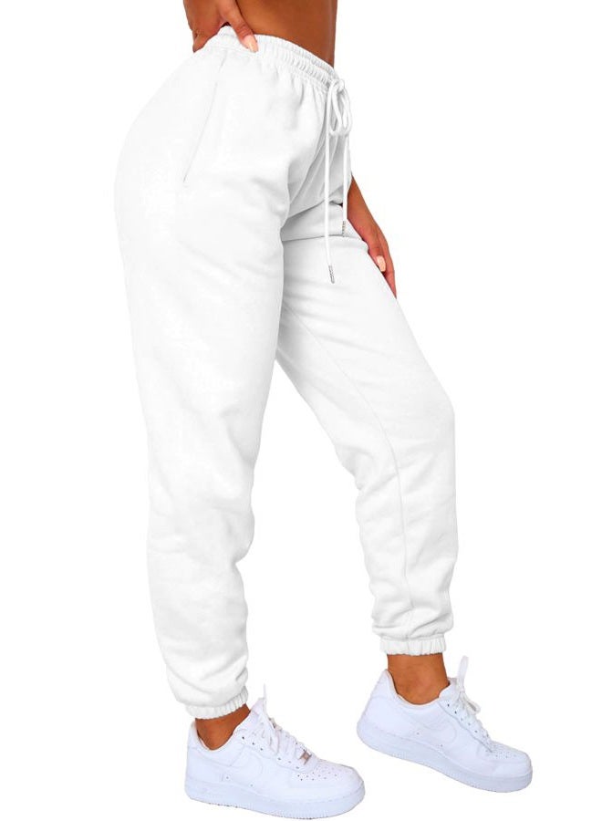 Waitfairy Sweatpants Women - Joggers for Women High Waist Baggy Sweat Pants for Womens Joggers with Pockets, White, XS - Image 1