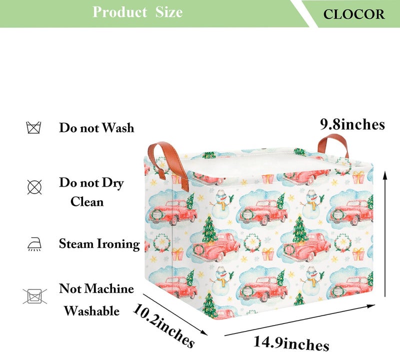 CLOCOR Rectangular Storage Basket Empty,Gift Basket,Waterproof Storage Bin with Handles,Room Decor(Christmas Gift Car) - Image 2