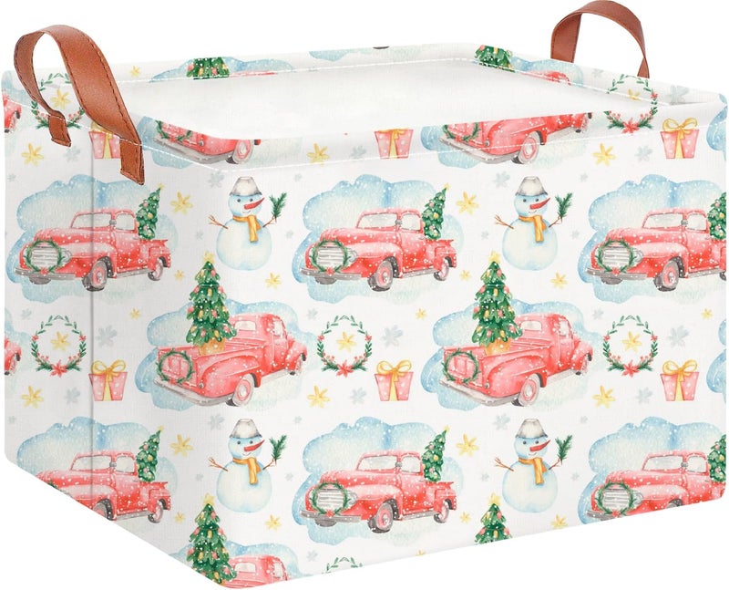 CLOCOR Rectangular Storage Basket Empty,Gift Basket,Waterproof Storage Bin with Handles,Room Decor(Christmas Gift Car) - Image 1