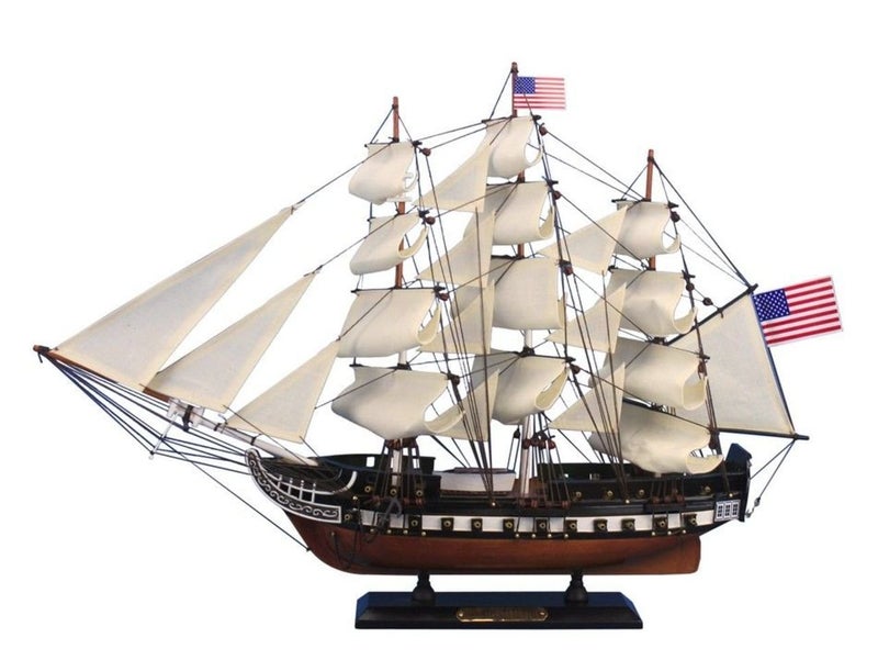 Hampton Nautical Wooden USS Constitution Tall Model Ship 24 Brown - Image 2