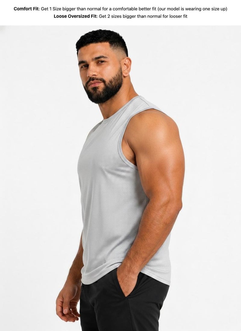 بريما إيس رجالي Tank Top عشاق الجيم بريميوم Light Grey - Image 3