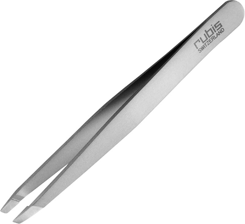 Rubis Ion-Coated Classic Stainless Steel Slanted Tweezers for Precise Eyebrows and Hair Removal - Image 1