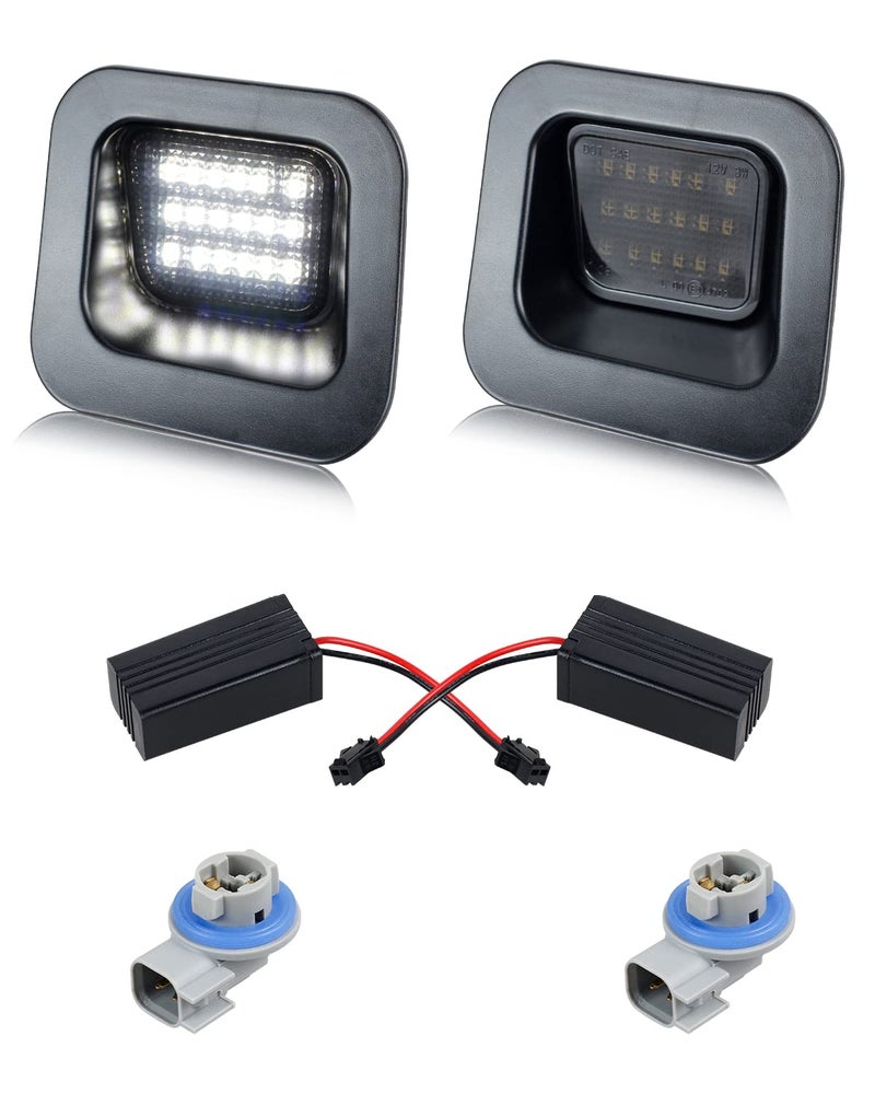 HERCOO LED License Plate Light Smoke Lens Rear Lights Tag Lamp Socket Assembly Compatible with Dodge Ram 1500 2500 3500 Pickup Truck 20032018 6000K White