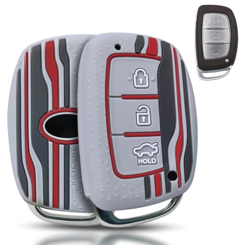 KEYCEPT Tristar Key Cover for Hyundai Grand i10 NIOS Asta| Venue| i20| Aura| Creta| Exter| i20 Elite| Verna 4s| i20 Active| Venue Sx| Elantra 3 Button Smart Key. (Grey) - Image 1