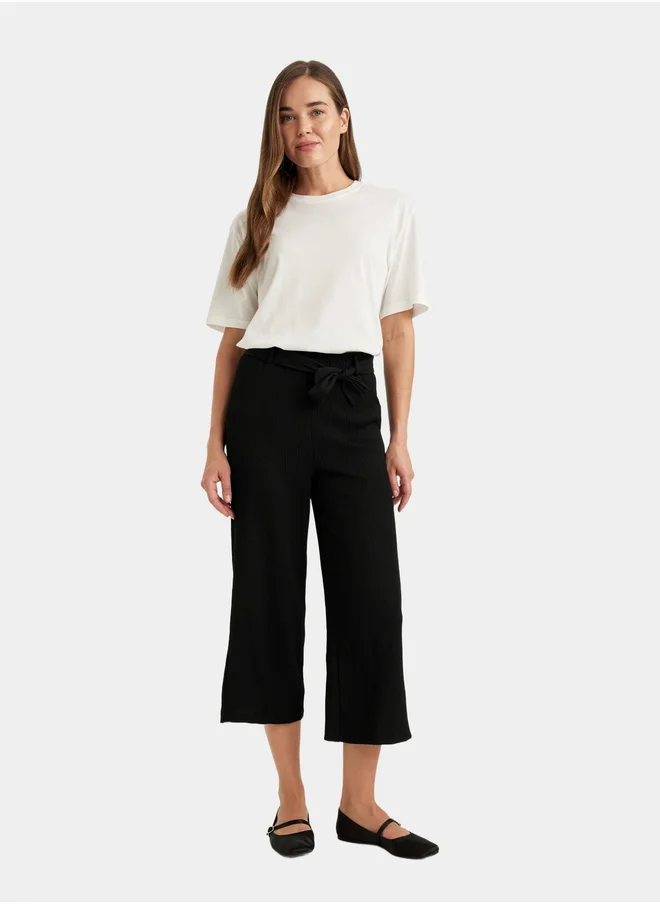 ديفاكتو DeFacto Regular Fit Black Ribbed Pant