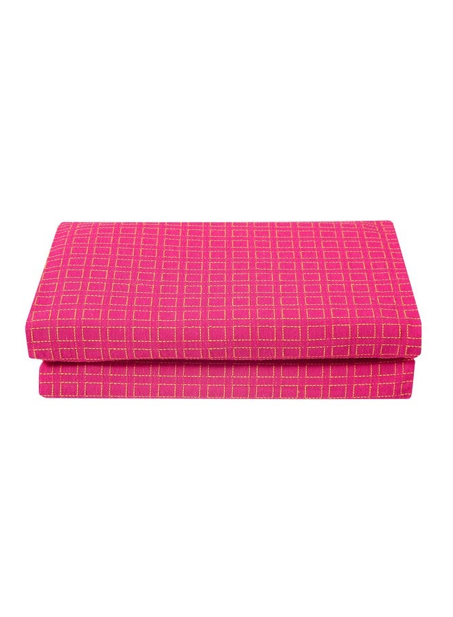 RANGBHAR Handloom Cotton Double Bedsheet Without Pillow Covers, Woven Checkered Bedcover, 90 x 100 inch, Pink Box - Image 2