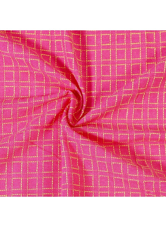 RANGBHAR Handloom Cotton Double Bedsheet Without Pillow Covers, Woven Checkered Bedcover, 90 x 100 inch, Pink Box - Image 5