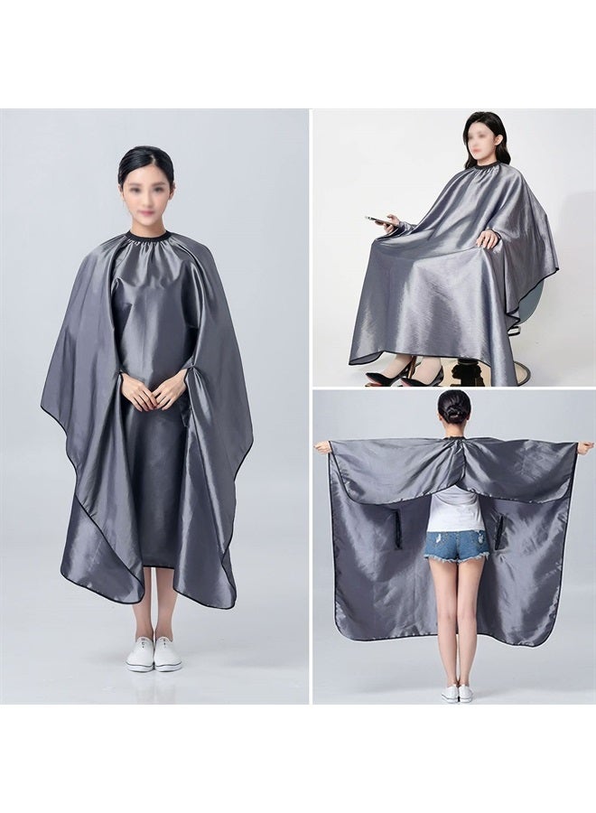 XDONEF Barber Cape with Hand Holes Waterproof Hair Cutting Cape for Women Haircut Cape with Adjustable Metal Clip Hairdresser Salon Cape for Adults Unisex 55x63 Gray - Image 2