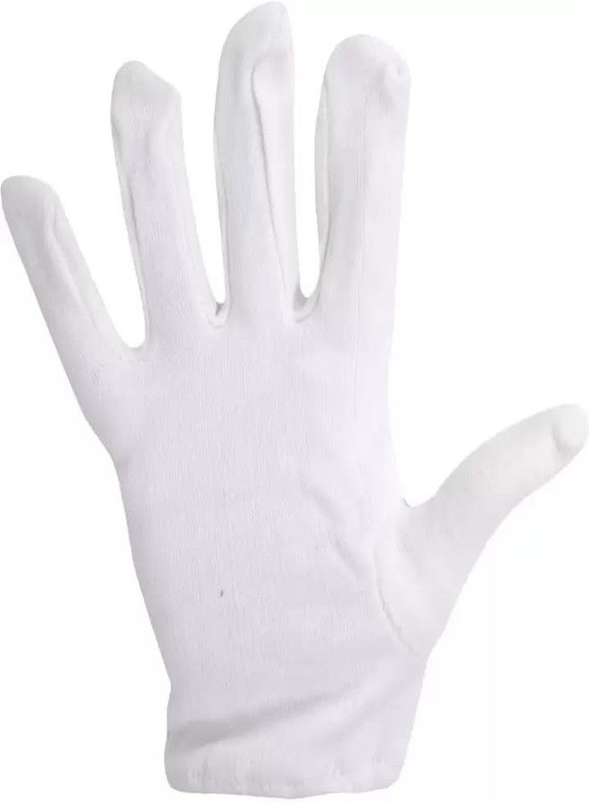 7Shield Soft Cotton Gloves - Breathable, Reusable Hand Protection for Moisturizing, Cleaning, or Work, White, 300 GSM Heavy Cotton Fabric, Regular Size (1 Pair) - Image 3