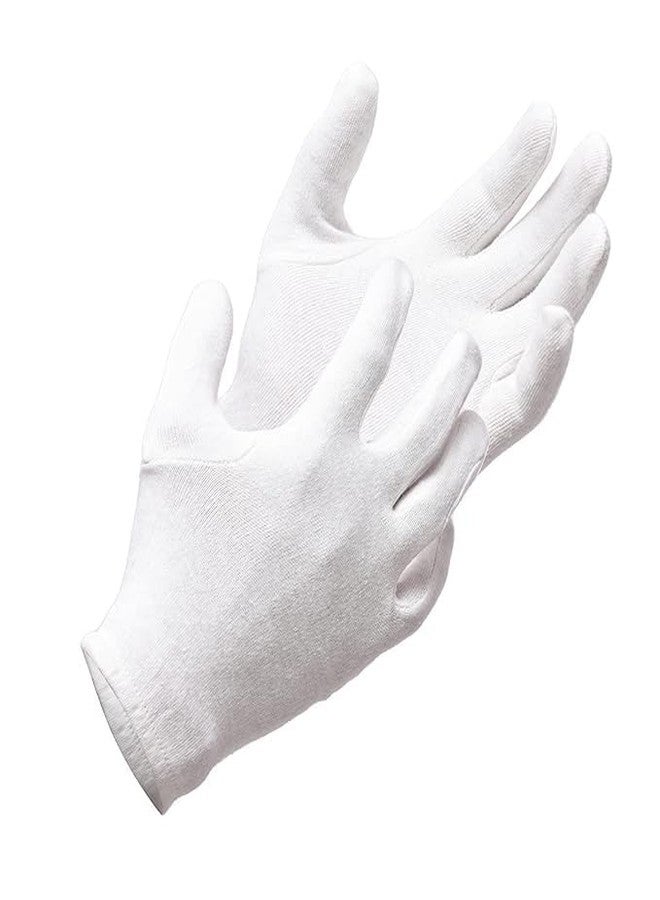 7Shield Soft Cotton Gloves - Breathable, Reusable Hand Protection for Moisturizing, Cleaning, or Work, White, 300 GSM Heavy Cotton Fabric, Regular Size (1 Pair) - Image 1