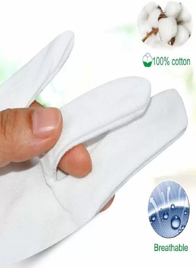 7Shield Soft Cotton Gloves - Breathable, Reusable Hand Protection for Moisturizing, Cleaning, or Work, White, 300 GSM Heavy Cotton Fabric, Regular Size (1 Pair) - Image 4