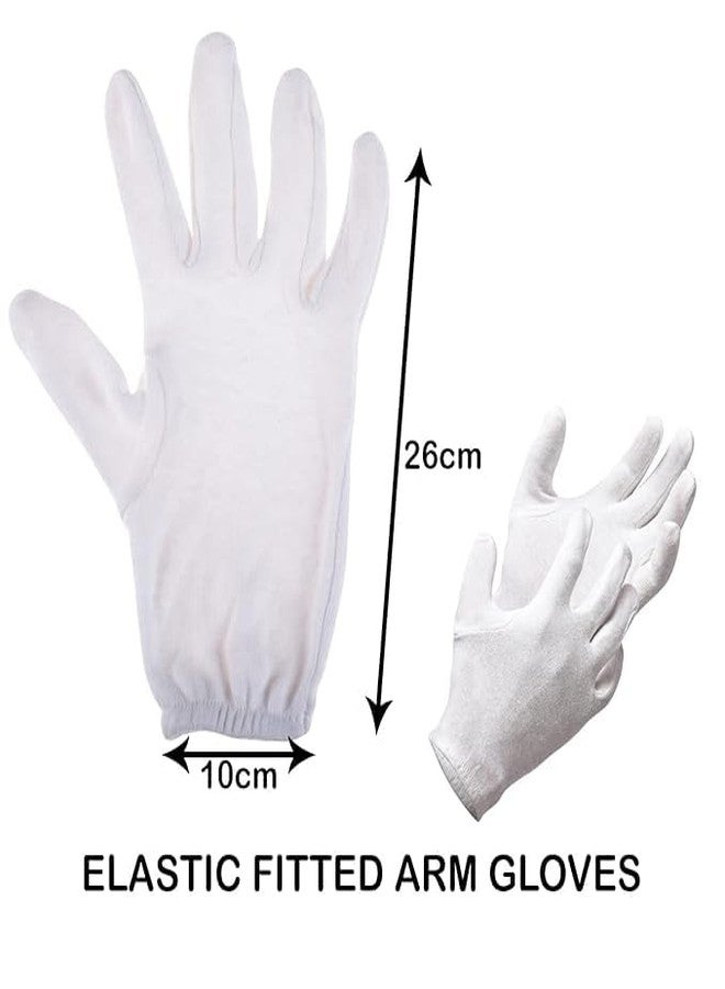 7Shield Soft Cotton Gloves - Breathable, Reusable Hand Protection for Moisturizing, Cleaning, or Work, White, 300 GSM Heavy Cotton Fabric, Regular Size (1 Pair) - Image 2