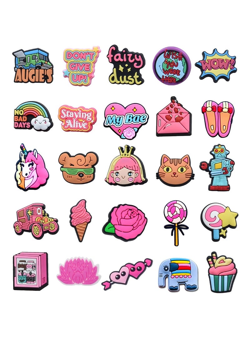 Excefore Shoe Decoration Charms 25 Pcs Girly Crocs Charms Croc Accessories PVC Shoe Charm for Crocs Shoes Bracelets Wristband Party Gifts for Adult Girls Women Kids - Image 5