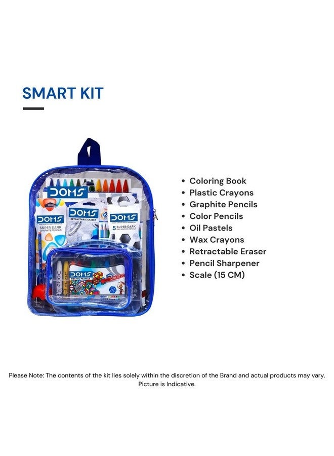Doms Smart Kit | Comes With Transparent Zipper Bag | Perfect Value Pack | Kit For School Essentials | Gifting Range For Kids | Combination of 12 Stationery Items - Image 2