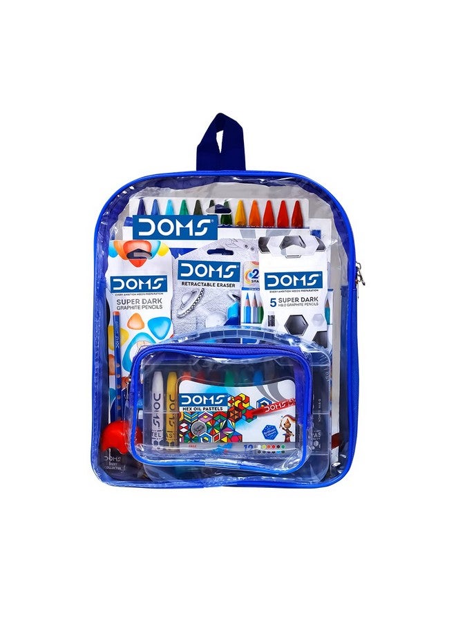 Doms Smart Kit | Comes With Transparent Zipper Bag | Perfect Value Pack | Kit For School Essentials | Gifting Range For Kids | Combination of 12 Stationery Items - Image 1