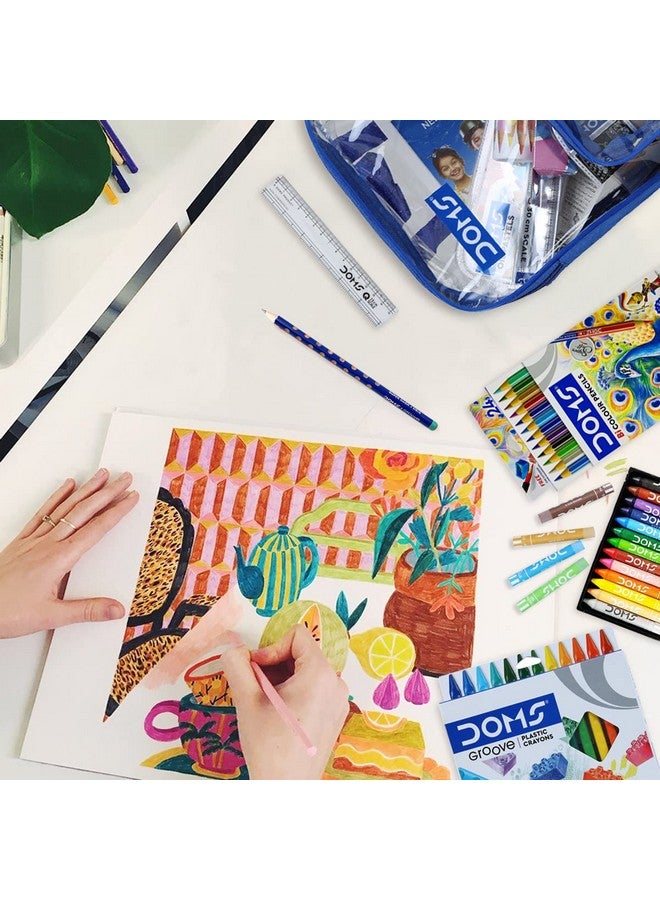 Doms Smart Kit | Comes With Transparent Zipper Bag | Perfect Value Pack | Kit For School Essentials | Gifting Range For Kids | Combination of 12 Stationery Items - Image 3