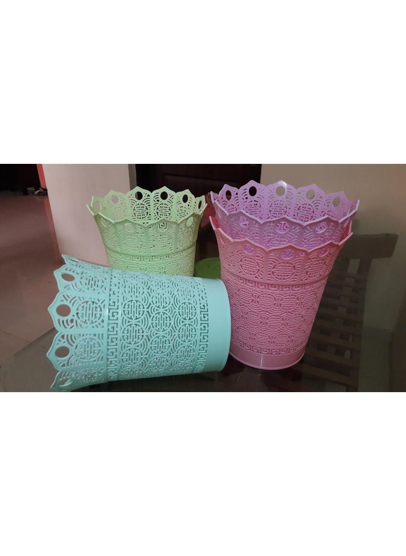 Homies HOMIES Plastic Multipurpose Crown Shape Tapered Floral Square Storage Box Blue 25x30 cm  - Image 2