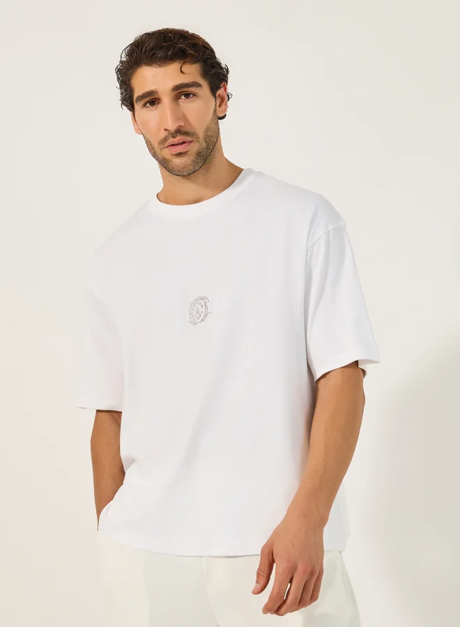 Styli Graphic Print Round Neck Oversized T-Shirt