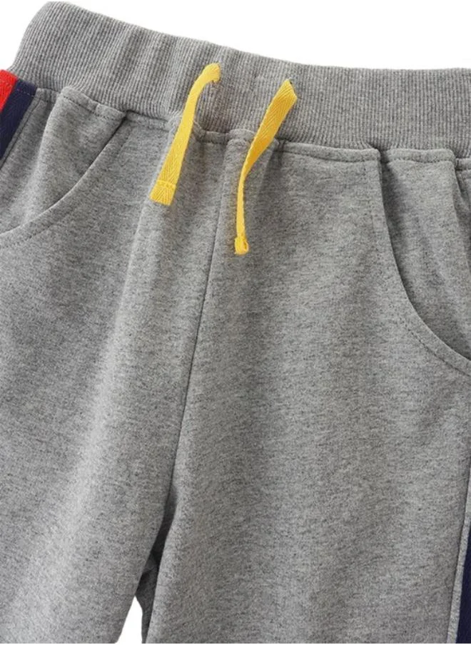 YUNIQEE Grey Regular Fit Mid Rise Striped Trackpant