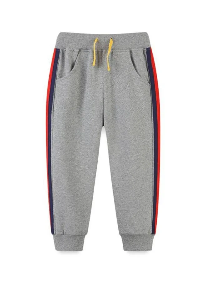 YUNIQEE Grey Regular Fit Mid Rise Striped Trackpant