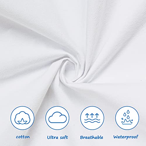 Coldwind Bassinet Sheets Waterproof 2 Pack Bassinet Mattress Protector Cotton Fitted Cradle Sheets Set for Oval Rectangle Hourglass Mattres, Soft Breathable Mattress Pad Cover Baby Girl Boy, White - Image 2