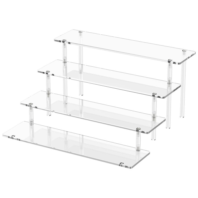 Dooiclear 4 Tier Acrylic Display Risers, Clear Perfume Organizer Stand, Large Cupcake Stand Holder, Dessert Display for Party, Display Shelf for Figure and Collection, Riser Stand for Decoration and Organizer - Image 1