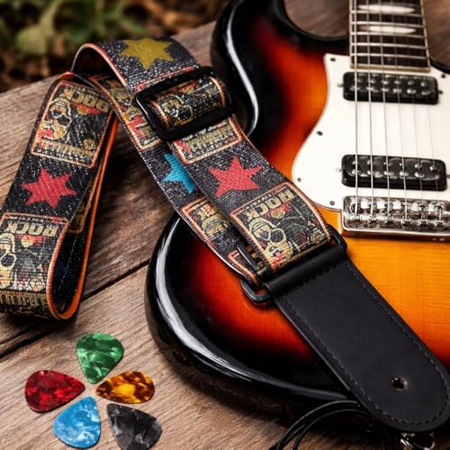 MOCKING BIRD Guitar Strap for Acoustic Adjustable Buckle Electric Guitar Strap Polyester Guitar Belt For Acoustic/Bass/Electric Guitar (Rock Guitar Belt) - Image 2