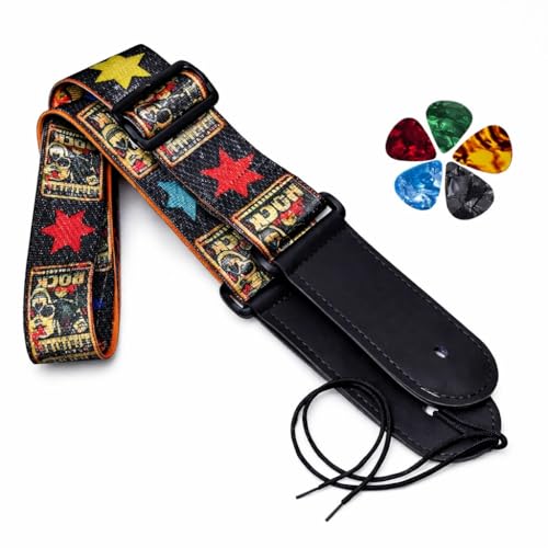 MOCKING BIRD Guitar Strap for Acoustic Adjustable Buckle Electric Guitar Strap Polyester Guitar Belt For Acoustic/Bass/Electric Guitar (Rock Guitar Belt) - Image 1