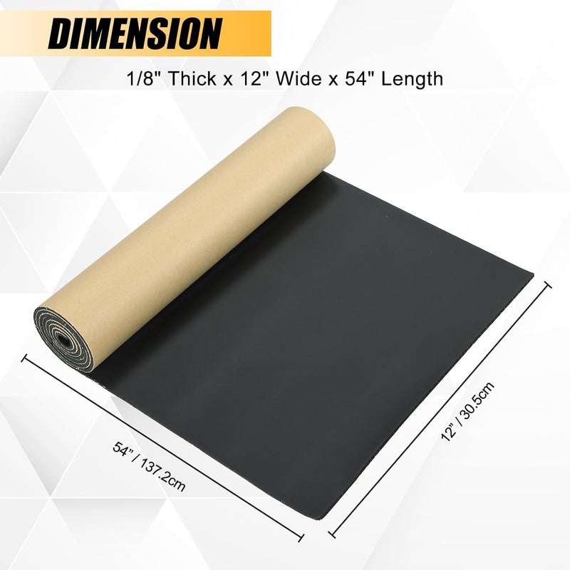 FLKQC لوح مطاط إسفنجي نيوبرين مع لاصق | إسفنج نيوبرين، لوح مطاط إسفنجي، يُقطع بأبعاد وأطوال متعددة للحشوات اليدوية والحرف اليدوية (سمك 1/8 بوصة × عرض 12 بوصة × طول 54 بوصة) - Image 2