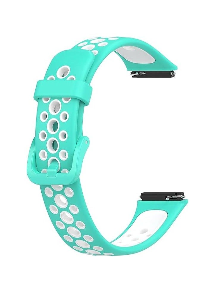 ELMO3EZZ Bracelet Compatible with Huawei Band 7 Silicone Replacement Bands Sports Band for Huawei Band 7 (Cyan&White) - Image 2
