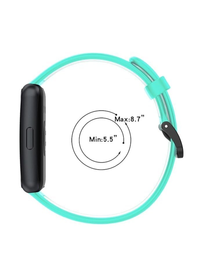 ELMO3EZZ Bracelet Compatible with Huawei Band 7 Silicone Replacement Bands Sports Band for Huawei Band 7 (Cyan&White) - Image 3