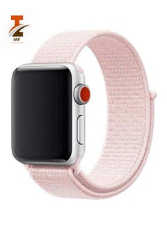 Nylon Sport Band for Apple Watch 45mm 44mm 42mm Soft Replacement Strap for iWatch Series 7/ 6/ SE/ 5/4/3/2/1 (Pearl Pink)
