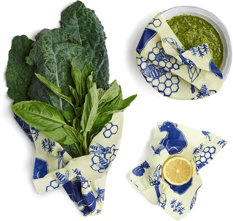 Bee's Wrap Beeswax Wraps for Food - Made in USA Reusable & Organic Food Wraps, Sandwich Wrap & Bowl Covers - Eco-Friendly Alternative to Aluminum Foil & Plastic Wrap, Bee's + Bears 3 Pack (S, M, L) - Image 3