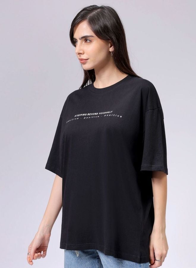 Freehand Women Regular Fit Typography Printed Crew Neck Short Sleeve T-Shirt - Image 3