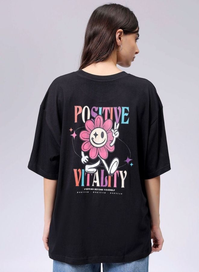 Freehand Women Regular Fit Typography Printed Crew Neck Short Sleeve T-Shirt - Image 4