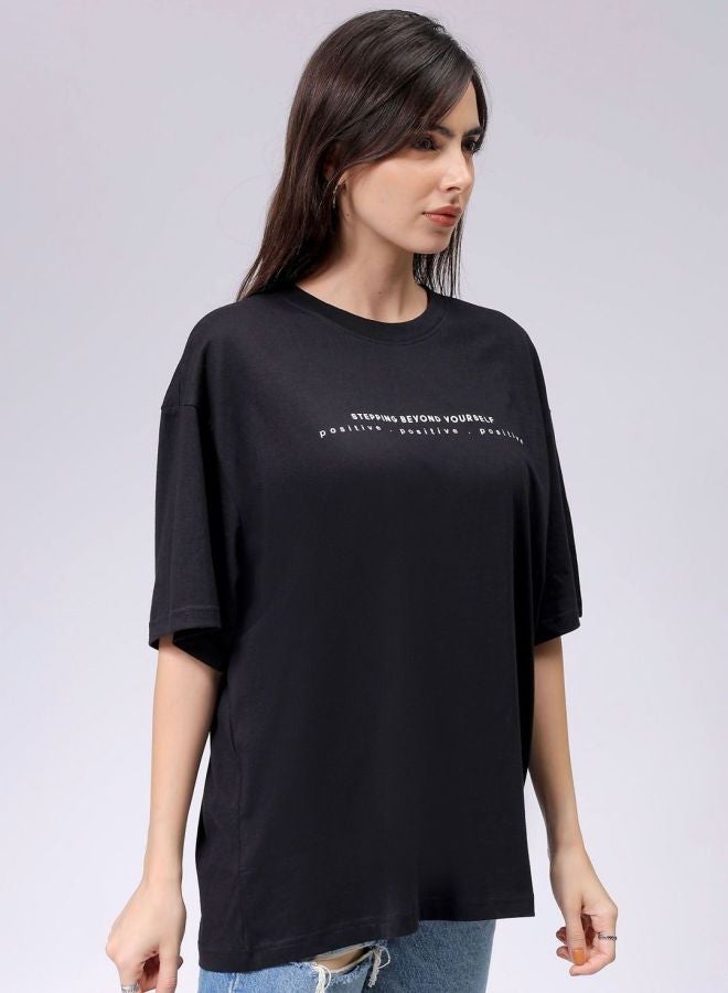 Freehand Women Regular Fit Typography Printed Crew Neck Short Sleeve T-Shirt - Image 5