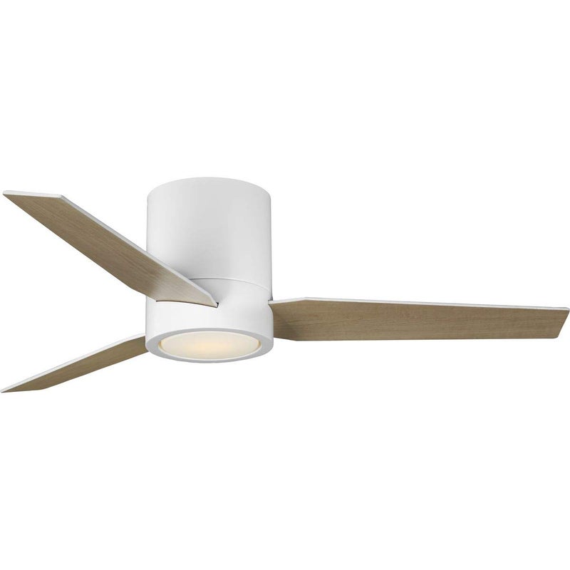 Progress Lighting Braden Collection 44-Inch Reversible White/Natural Cherry 3-Blade Matte White LED Mid-Century Modern Indoor Hugger Ceiling Fan - Image 2