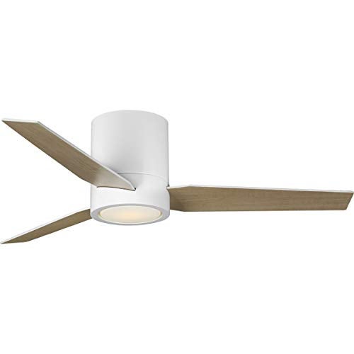 Progress Lighting Braden Collection 44-Inch Reversible White/Natural Cherry 3-Blade Matte White LED Mid-Century Modern Indoor Hugger Ceiling Fan - Image 1