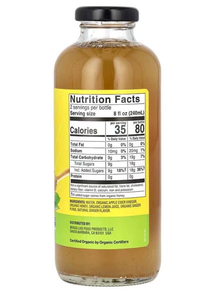 Bragg, Apple Cider Vinegar Refreshers, Prebiotic, Ginger Lemon Honey, 16 fl oz (473 ml) - Image 2