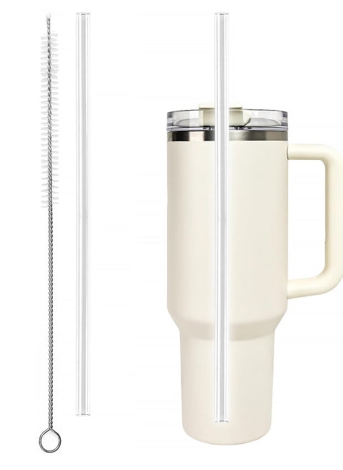 for Stanley Cup Accessories, Compatible with Stanley Cup 40 oz, Reusable Straws, Include 1 Pack 12.2 Replacement Straw, and 1 Pack 13 Straw Cleaning Brush