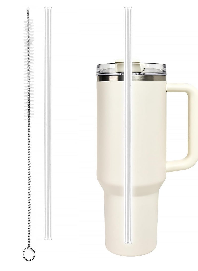 Beauenty - for Stanley Cup Accessories, Compatible with Stanley Cup 40 oz, Reusable Straws, Include 1 Pack 12.2 Replacement Straw, and 1 Pack 13 Straw Cleaning Brush - Image 1