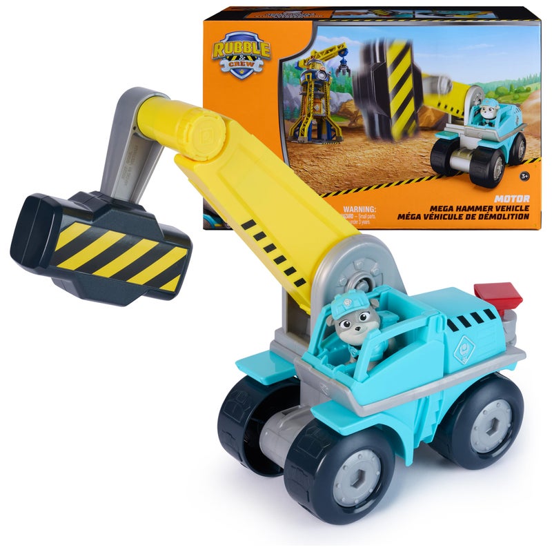 Rubble & Crew Motor Mega Hammer Vehicle, 10-Inch Construction Truck with Motor Action Figure, PAW Patrol Kids Toys for Boys & Girls Ages 3 and Up - Image 1