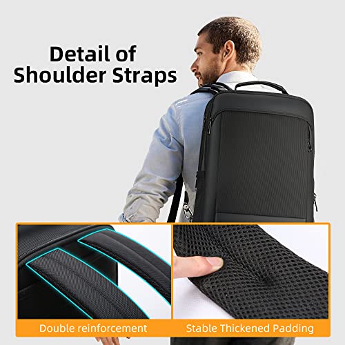 BOPai Expandable Travel Professional Men Business Laptop Backpack 15.6 inch Work Smart Rucksack Anti Theft Large Multi-Function Computer Office Black with Waterproof USB Charging Water Bottle Holder - Image 5