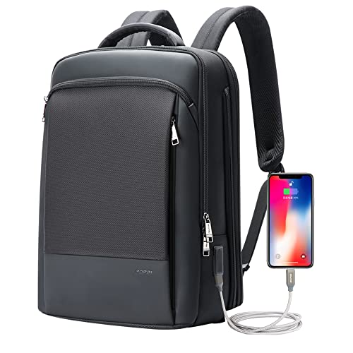 BOPai Expandable Travel Professional Men Business Laptop Backpack 15.6 inch Work Smart Rucksack Anti Theft Large Multi-Function Computer Office Black with Waterproof USB Charging Water Bottle Holder - Image 1
